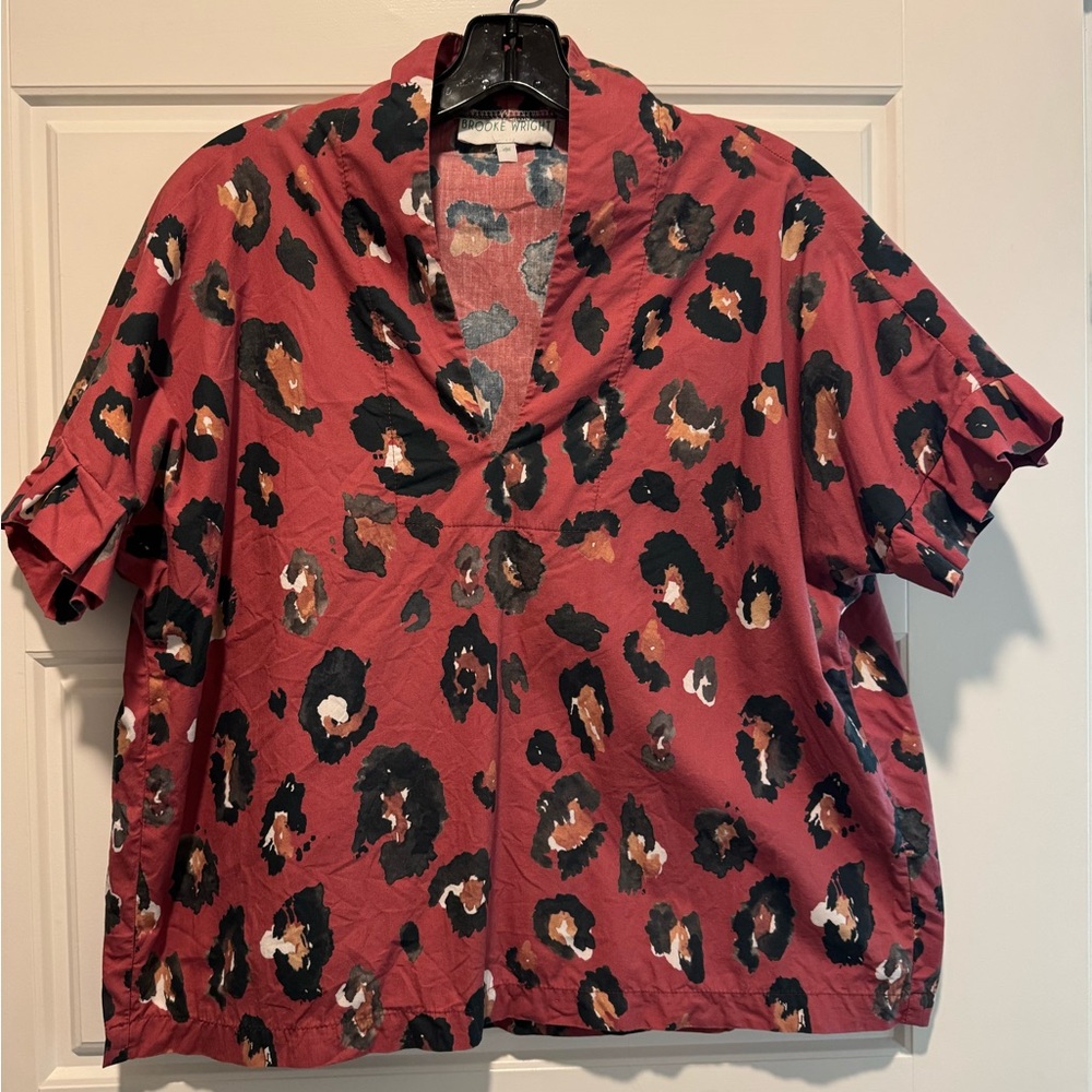Brooke Wright Designs Red Leopard Print Tunic Shi… - image 1